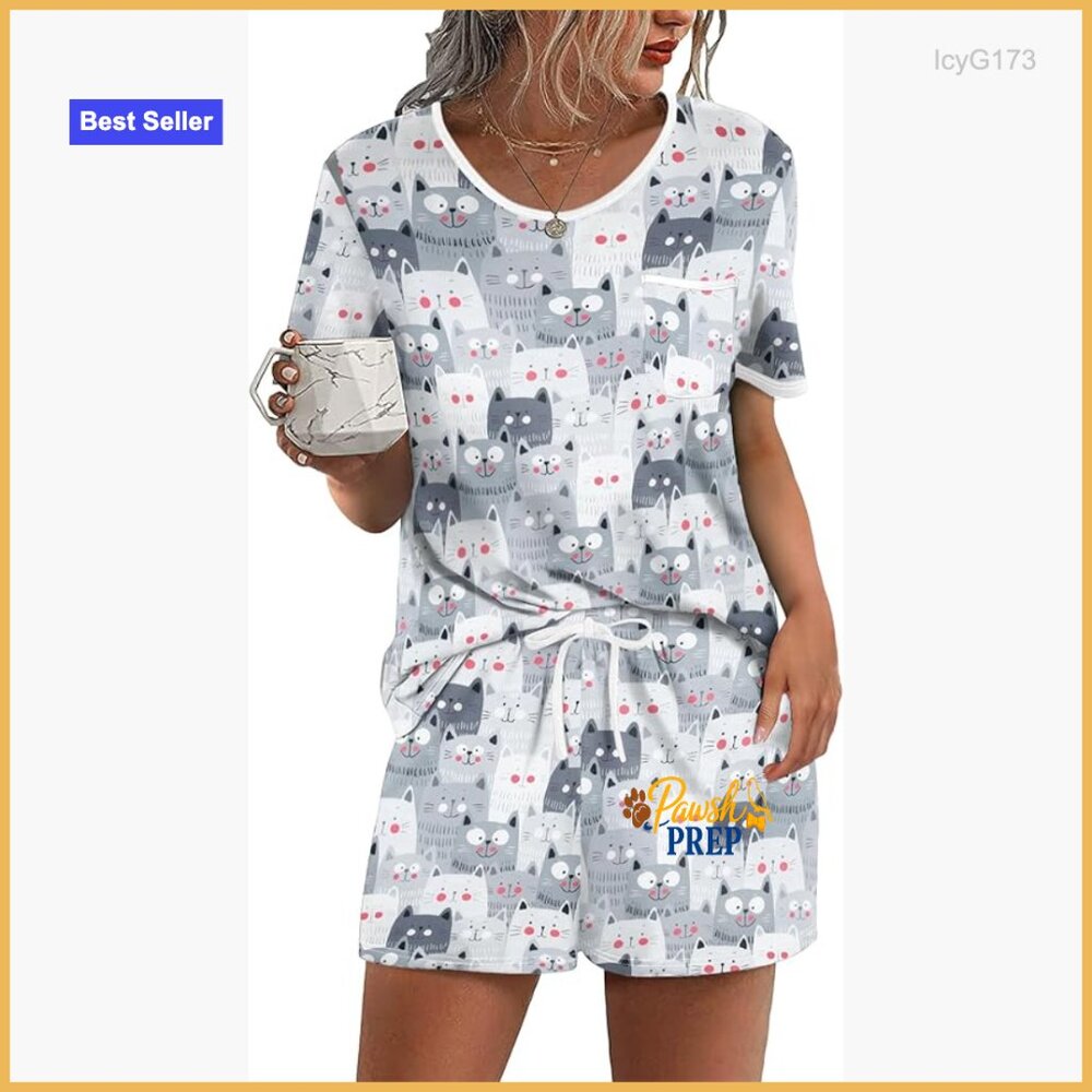 Soft Polyester Pajama Set Medium Drawstring Short… - image 1